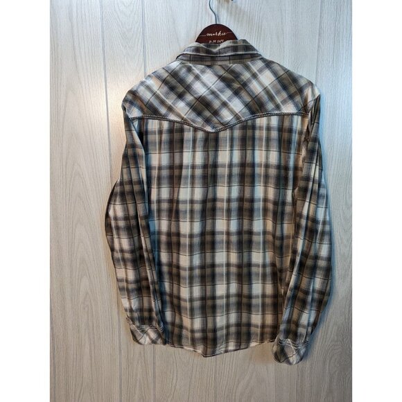 BKE ATHLETIC FIT PLAID PEARL SNAP SHIRT Grey Gray MENS SIZE Large L - Picture 2 of 6
